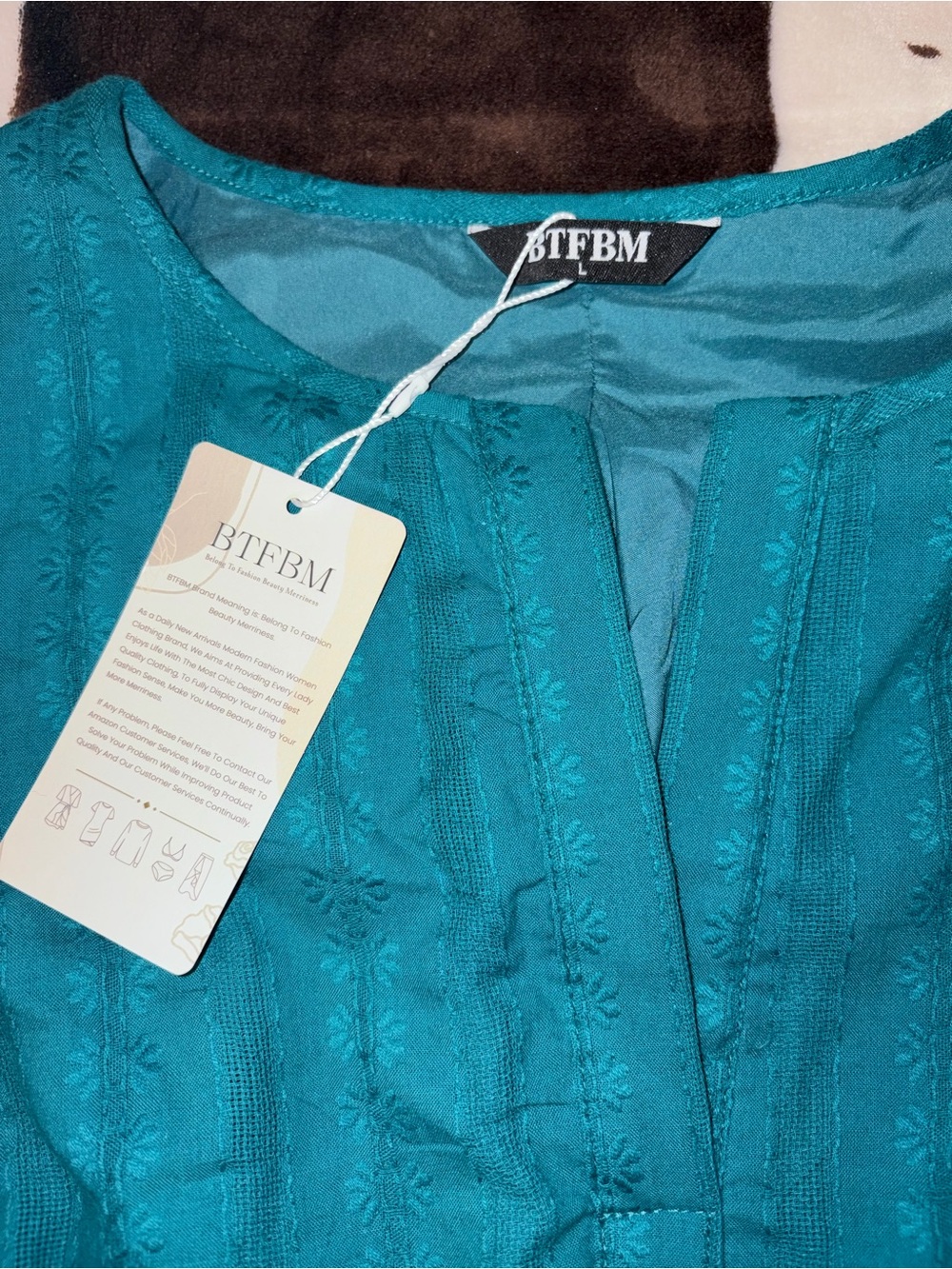 BTFBM Teal Embroidered Tunic dress